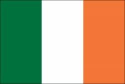 Standard Irish Tri-color flag.  The Irish government has described the symbolism behind each color as being that "green represents the older Gaelic tradition and the orange represents the supporters of William of Orange. The white in the center signifies a lasting truce between the Supporters and Traditionalists.