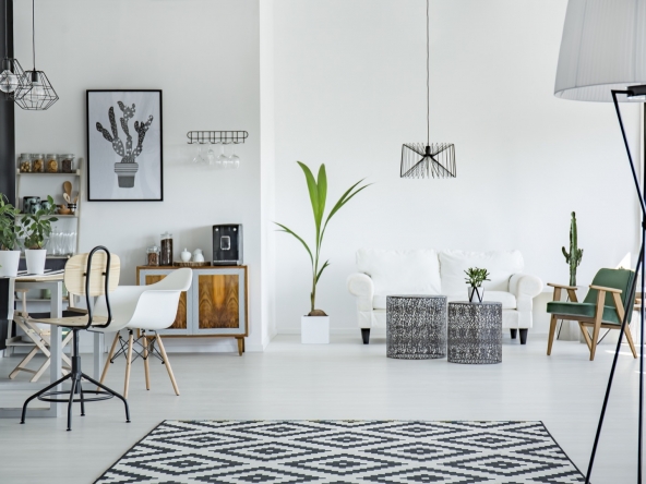 Loft interior in scandinavian style